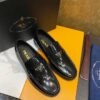 sy_no_74BB34A821C5E7252D500B319E924417_1 Prada Black Patent Leather Triangle Logo Loafers