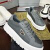 Prada Grey Mesh Metal-Triangle Tread Platform Sneaker