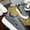 Prada Grey Mesh Metal-Triangle Tread Platform Sneaker