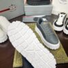 Prada Grey Mesh Metal-Triangle Tread Platform Sneaker