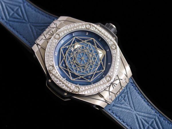 HUBLOT BIG BANG Automatic Mechanical Movement Waterproof Men's Watch Swiss Watch 39mm Blue Dial Stainless Steel Case Rubber Leather Strap