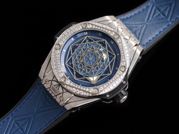 HUBLOT BIG BANG Automatic Mechanical Movement Waterproof Men's Watch Swiss Watch 39mm Blue Dial Stainless Steel Case Rubber Leather Strap