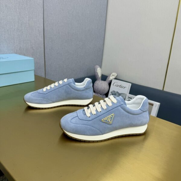 sy_no_774133894272B3D2D2620F328C8A14B6_7 Prada Light Blue Suede Gold Triangle Trainer