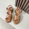 Prada Caramel Brown Triangle Logo Gear Platform Sandal