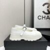 sy_no_79BCB900763EC5FD96C5AEDF3AC35869_0 Chanel White Leather Mary Jane Platform Shoe with Lug Sole and CC Logo