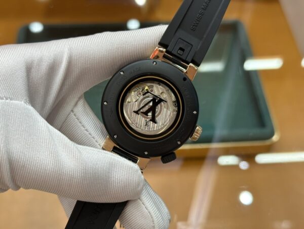 sy_no_7B7524520B04F3AAACDB2BDFAF9087FE_7 LOUIS VUITTON TABOUR series watch with automatic mechanical movement and rubber strap 44mm men's watch, 100 meter waterproof