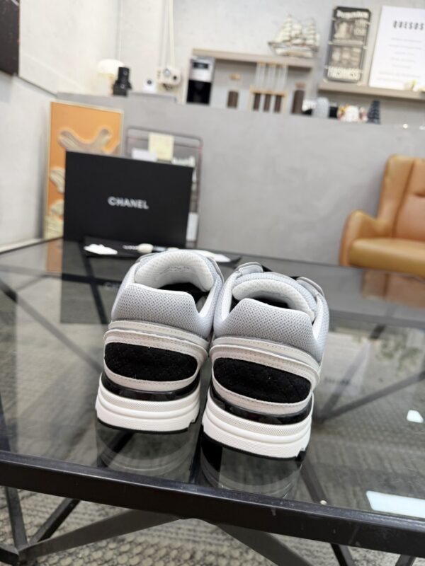 sy_no_7BCDD15F7FA18AE02293535C9264D5C2_7 Chanel White & Grey Chunky Sneaker with Black Laces & CC Logo