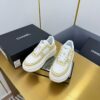 sy_no_7C49A2831C320D9AD271C36179556206_4 Chanel White and Khaki Canvas and Leather Platform Low-Top Sneaker with CC Logo