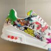 Louis Vuitton Trainer Sneaker in White with Multi-Color Graffiti Print
