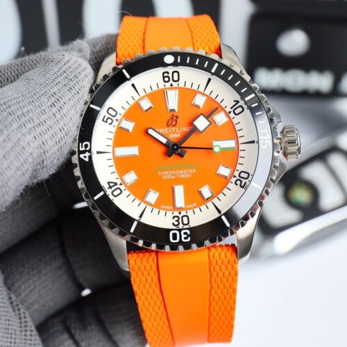 sy_no_7DC924300B1F0E40EE1823D32299B1C2_0 BREITLING Breitling Super Ocean Series Automatic Mechanical Movement 300m Waterproof Orange Elegant Vitality Unisex Swiss Watch Orange Dial Stainless Steel Case
