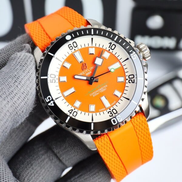 sy_no_7DC924300B1F0E40EE1823D32299B1C2_1 BREITLING Breitling Super Ocean Series Automatic Mechanical Movement 300m Waterproof Orange Elegant Vitality Unisex Swiss Watch Orange Dial Stainless Steel Case