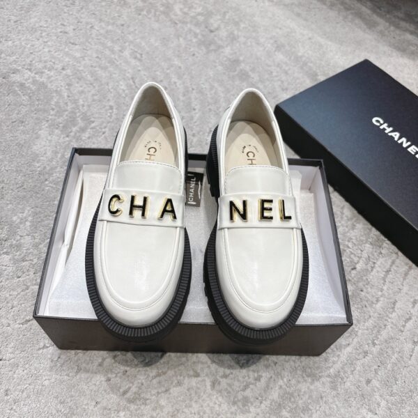 Chanel Platform Loafer with Metal Lettering