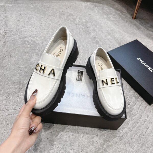 Chanel Platform Loafer with Metal Lettering