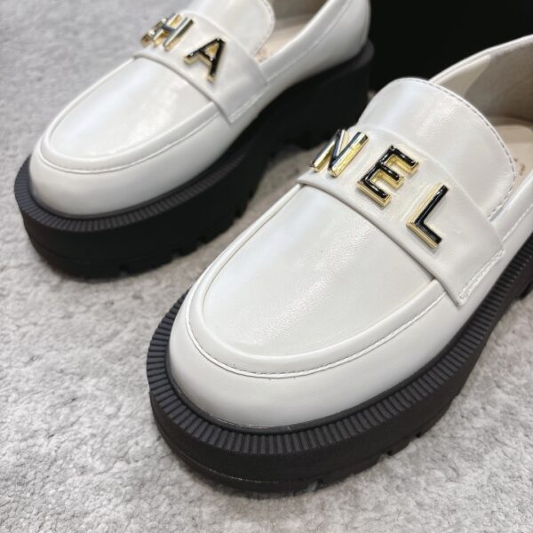 Chanel Platform Loafer with Metal Lettering