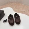 Prada Dark Brown Suede Nylon Mary Jane Ballet Flat