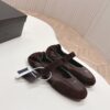 Prada Dark Brown Suede Nylon Mary Jane Ballet Flat