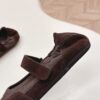 Prada Dark Brown Suede Nylon Mary Jane Ballet Flat
