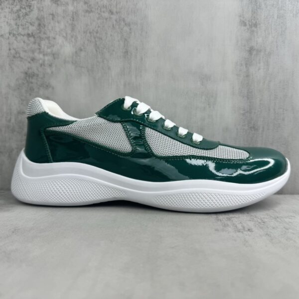sy_no_81192BC3E259D58282EF102B8C4DD307_5 Prada America's Cup Dark Green Patent Mesh Sneaker