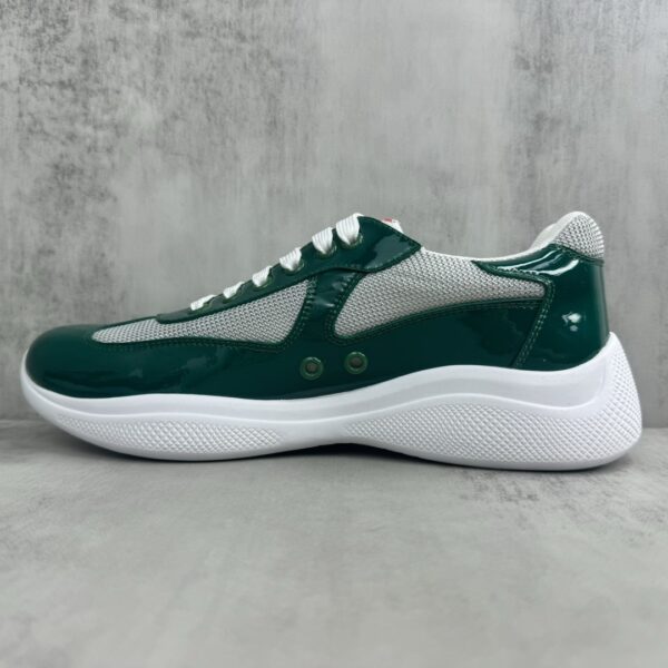 sy_no_81192BC3E259D58282EF102B8C4DD307_6 Prada America's Cup Dark Green Patent Mesh Sneaker