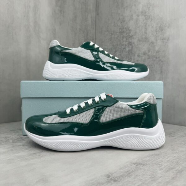 sy_no_81192BC3E259D58282EF102B8C4DD307_8 Prada America's Cup Dark Green Patent Mesh Sneaker
