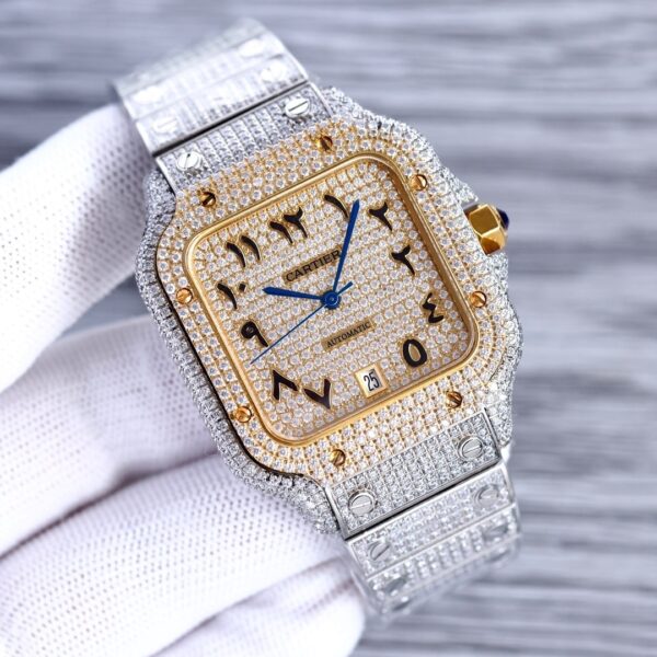 Cartier Shandushi series automatic mechanical movement men's watch gold dial stainless steel case