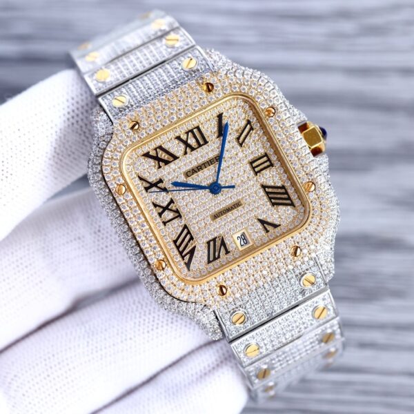 Cartier Shandushi series automatic mechanical movement men's watch gold dial stainless steel case