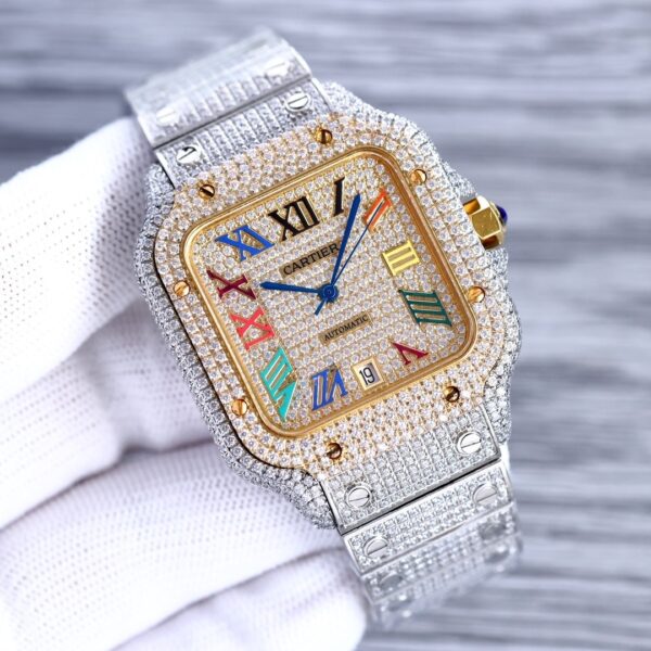 Cartier Shandushi series automatic mechanical movement men's watch gold dial stainless steel case