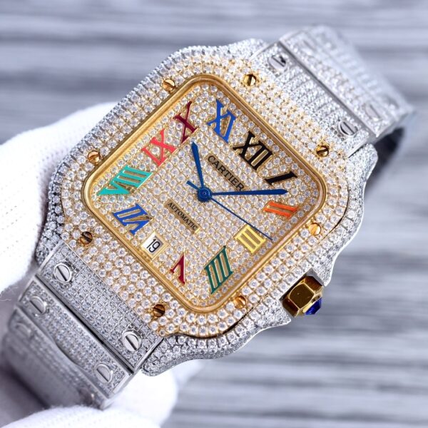 Cartier Shandushi series automatic mechanical movement men's watch gold dial stainless steel case