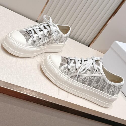 Dior Grey Oblique Canvas Platform Low Sneaker
