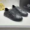 sy_no_849E6685DF2DB11A3808778FB7CBD5E1_0 Philipp Plein Black Shimmer Grain-Leather Hexagon-Logo Low-Top Sneaker