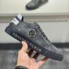 sy_no_849E6685DF2DB11A3808778FB7CBD5E1_3 Philipp Plein Black Shimmer Grain-Leather Hexagon-Logo Low-Top Sneaker