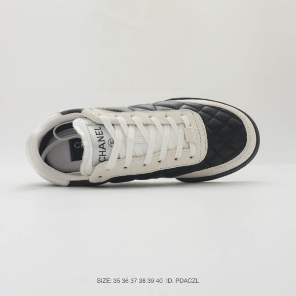 Chanel Black-White Mixed-Material Low-Top Sneaker with Quilted Leather and CC Logo