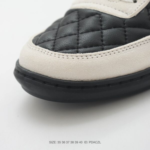 Chanel Black-White Mixed-Material Low-Top Sneaker with Quilted Leather and CC Logo