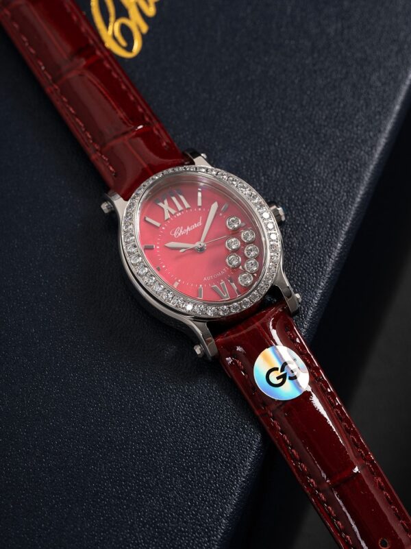 CHOPARD HAPPY SPORT series automatic mechanical movement 30 meter waterproof women's watch Swiss watch 31.31 * 29mm red dial stainless steel case