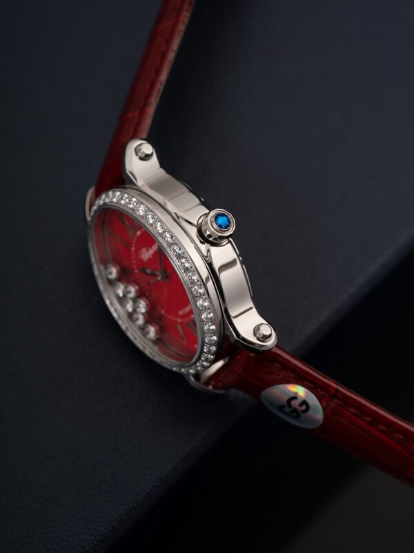 CHOPARD HAPPY SPORT series automatic mechanical movement 30 meter waterproof women's watch Swiss watch 31.31 * 29mm red dial stainless steel case
