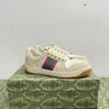 sy_no_86D69E34C693CD115B292D7877D34F7A_0 Gucci MAC8 GG Supreme Canvas Sneaker with Green/Magenta Web Stripe