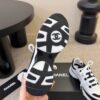 sy_no_87031BBE529B659C1F04D1A4A1F9094B_7 Chanel White and Black Colorblock Low-Top Sneaker with CC Logo