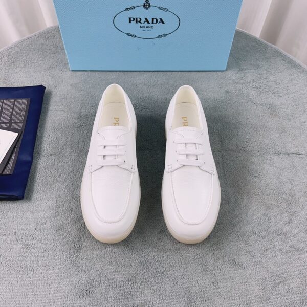 Prada White Saffiano Leather Lace-Up Casual Shoe