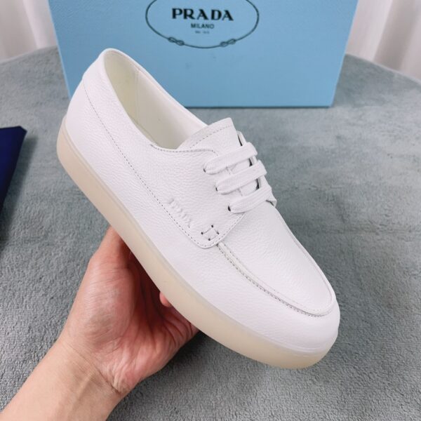 Prada White Saffiano Leather Lace-Up Casual Shoe