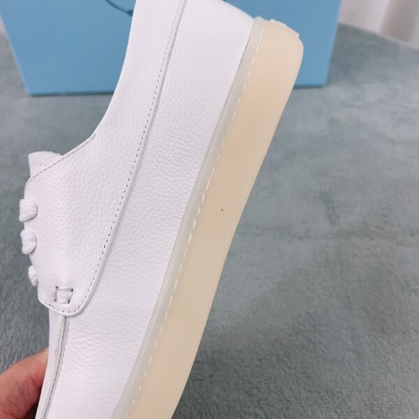 Prada White Saffiano Leather Lace-Up Casual Shoe