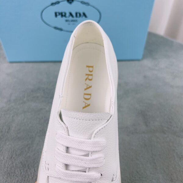 Prada White Saffiano Leather Lace-Up Casual Shoe