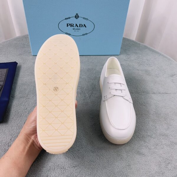 Prada White Saffiano Leather Lace-Up Casual Shoe