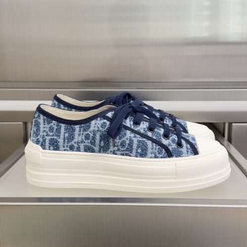 Dior Dark Blue Oblique Jacquard Platform Low-Top Sneaker