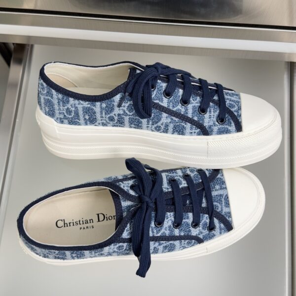 sy_no_87B0DE40554AD3BA52799C23678CD412_4 Dior Dark Blue Oblique Jacquard Platform Low-Top Sneaker