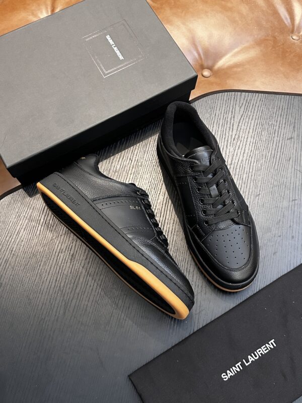 sy_no_87E1FFA6240443DBB8A6B72C8467E448_3 Saint Laurent Black Pebble-Leather SL61 Gum-Sole Low-Top Sneaker