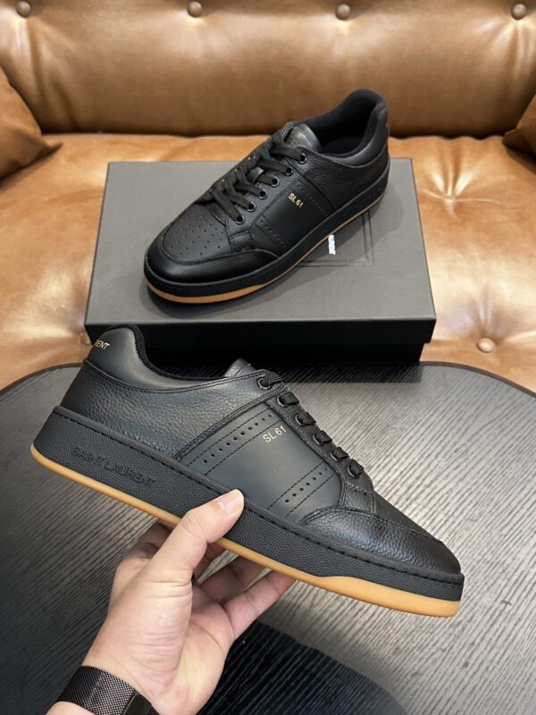 sy_no_87E1FFA6240443DBB8A6B72C8467E448_4 Saint Laurent Black Pebble-Leather SL61 Gum-Sole Low-Top Sneaker