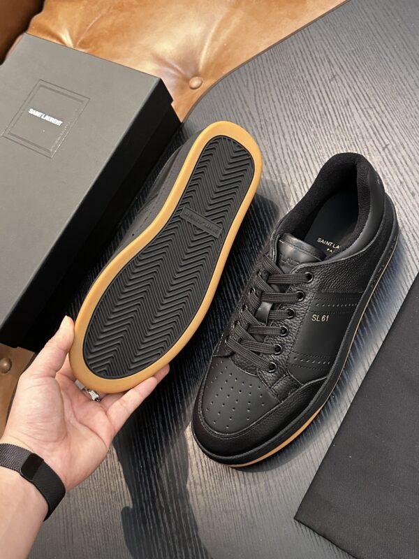sy_no_87E1FFA6240443DBB8A6B72C8467E448_8 Saint Laurent Black Pebble-Leather SL61 Gum-Sole Low-Top Sneaker