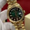 ROLEX Rolex Dog Tooth Ring Weekly Calendar Type Smoked Green Automatic Mechanical Movement 100m Waterproof Men's Watch Swiss Watch 36mm Green Dial Gold Strap