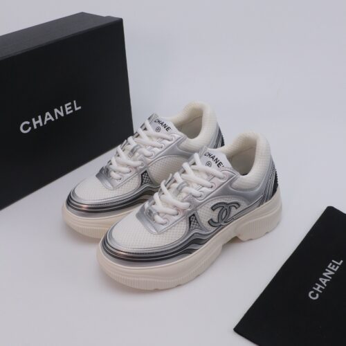 Chanel Wave-Panel Mesh Trainer White-Mesh-Silver-Metal
