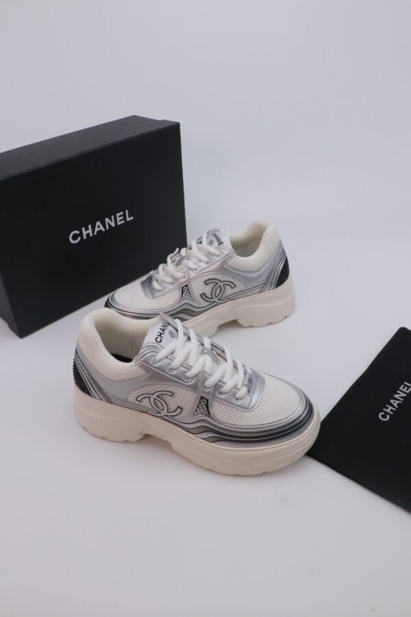 Chanel Wave-Panel Mesh Trainer White-Mesh-Silver-Metal